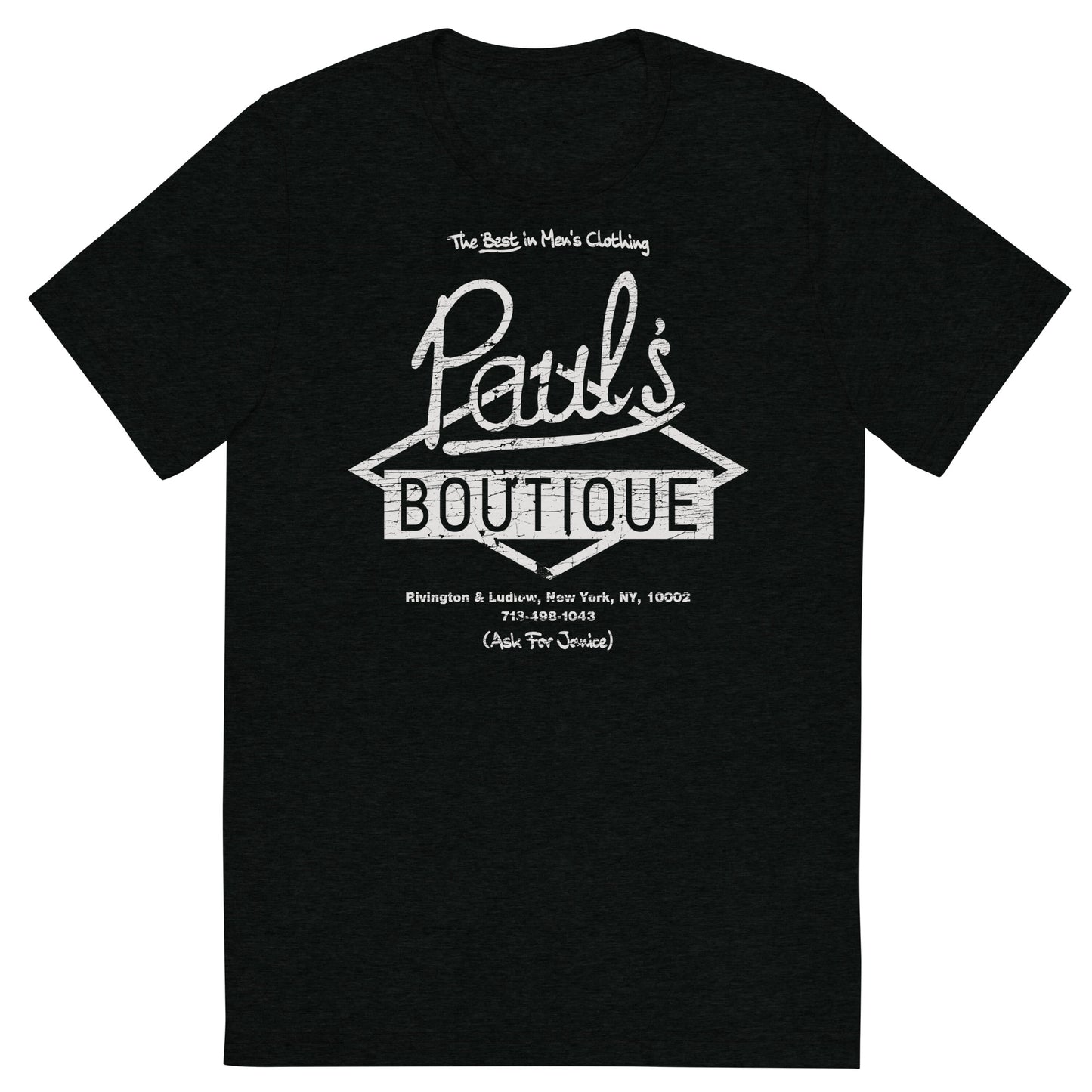Paul’s Boutique “The Best in Men’s Clothing” Diamond Logo (Distressed White) Tri-Blend Unisex Tee