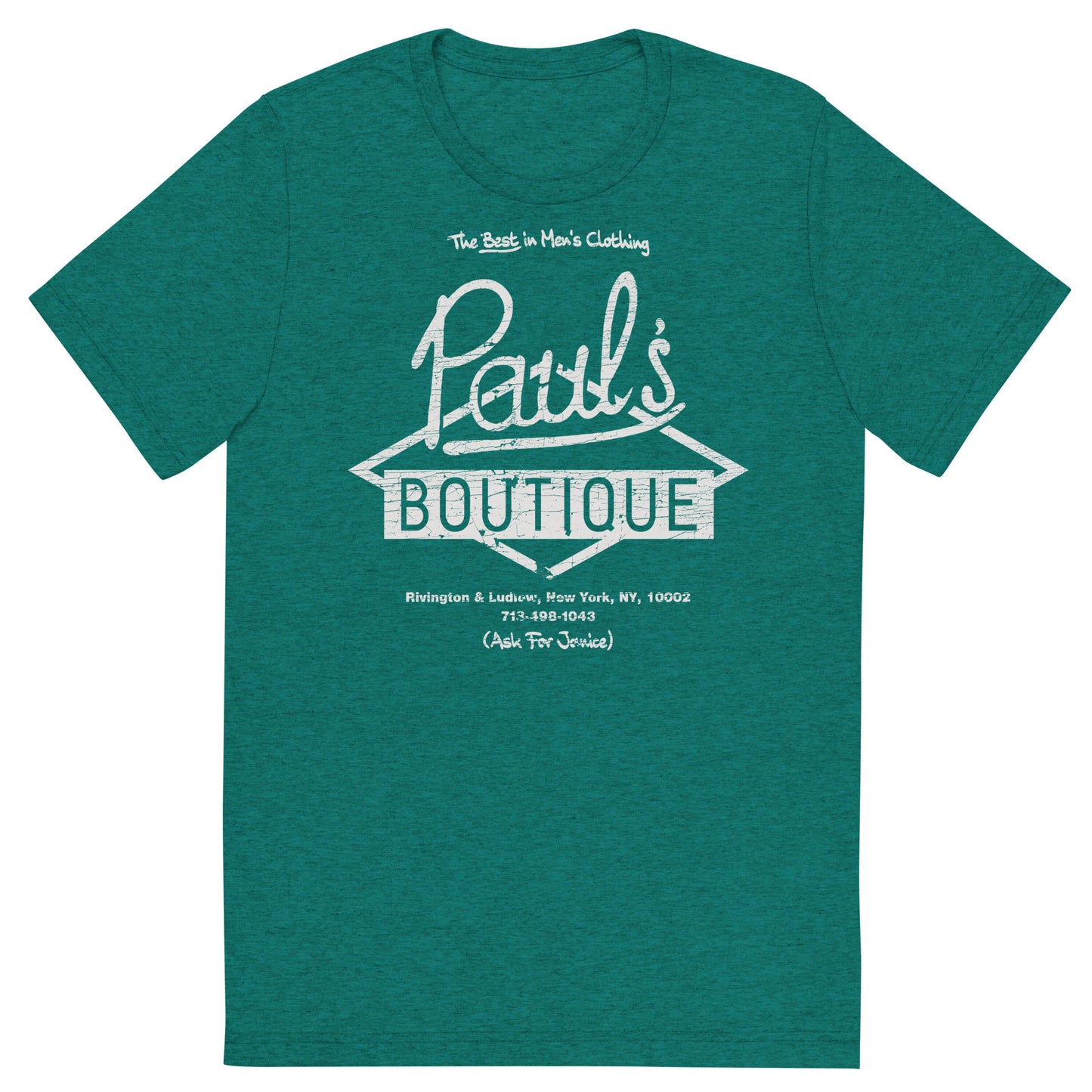 Paul’s Boutique “The Best in Men’s Clothing” Diamond Logo (Distressed White) Tri-Blend Unisex Tee