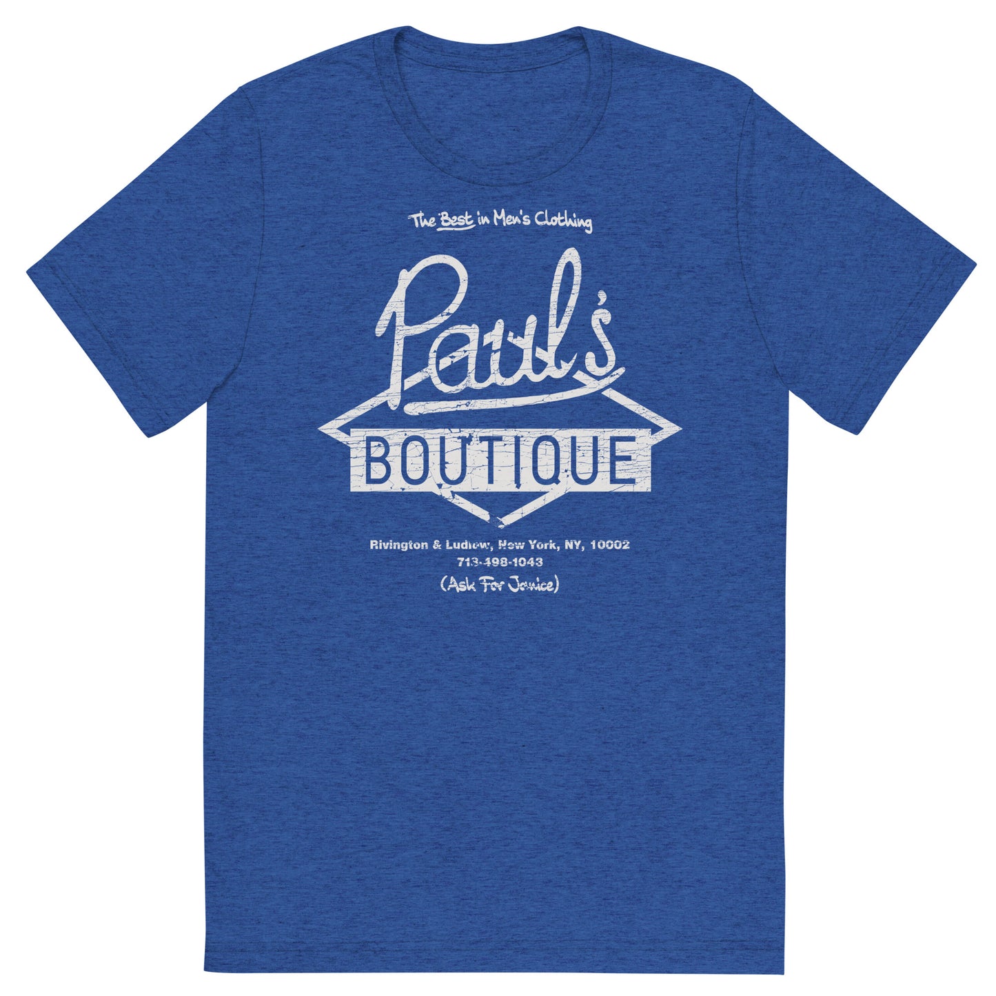 Paul’s Boutique “The Best in Men’s Clothing” Diamond Logo (Distressed White) Tri-Blend Unisex Tee