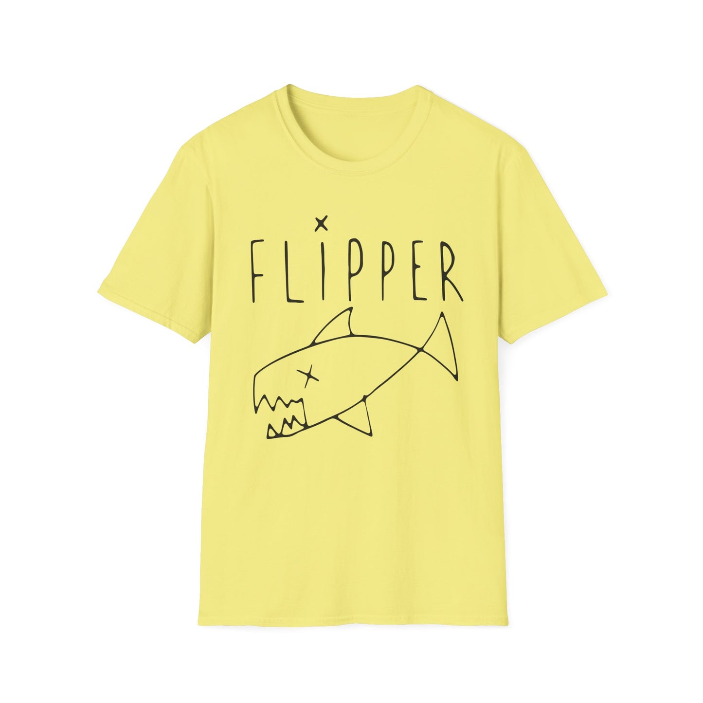 Flipper Hand-Drawn Fish Replica | As Worn By Kurt Cobain | Unisex Softstyle T-Shirt