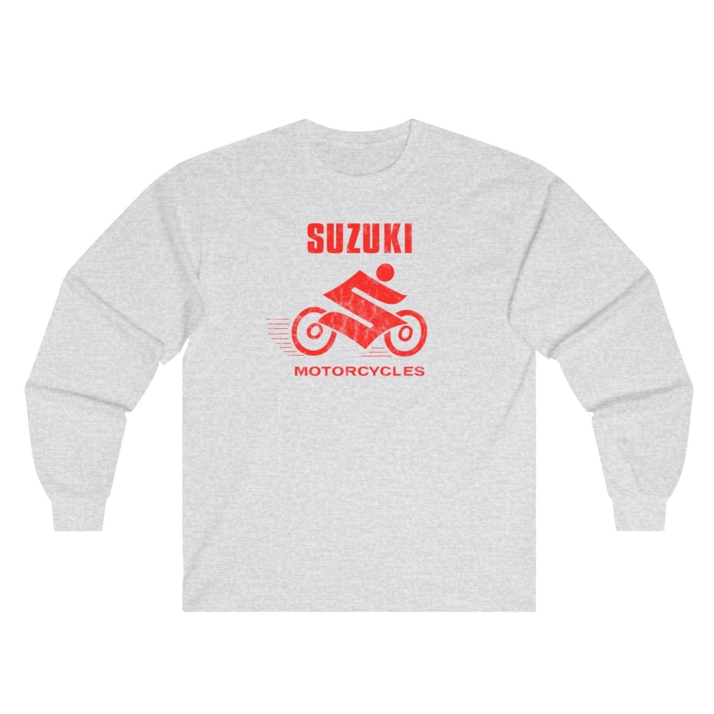 Japanese Motorcycle Racing Man 1960s Vintage Distressed Red Logo Unisex Long Sleeve Tee