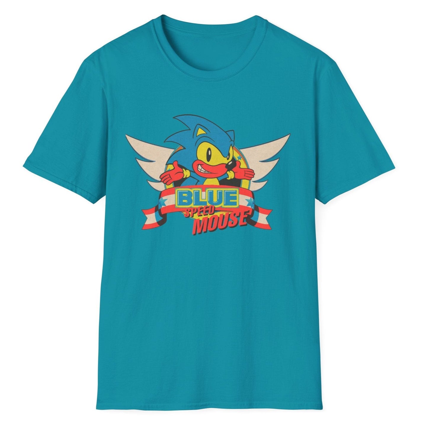 BLUE SPEED MOUSE Bootleg Parody Funny Engrish Unisex Softstyle T-Shirt