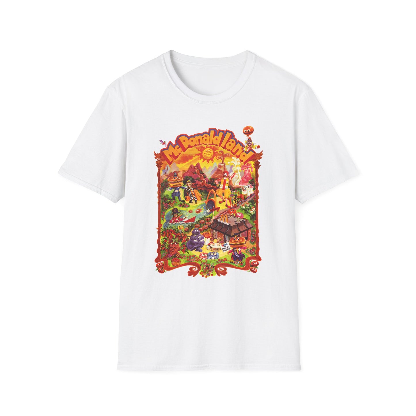 McDonaldland Characters Vintage Cast Map Poster Unisex Softstyle T-Shirt