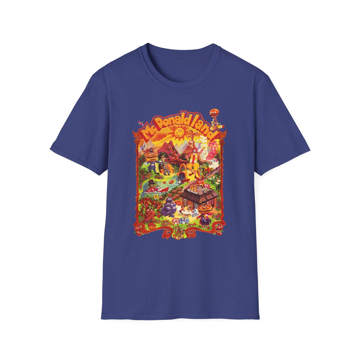 McDonaldland Characters Vintage Cast Map Poster Unisex Softstyle T-Shirt