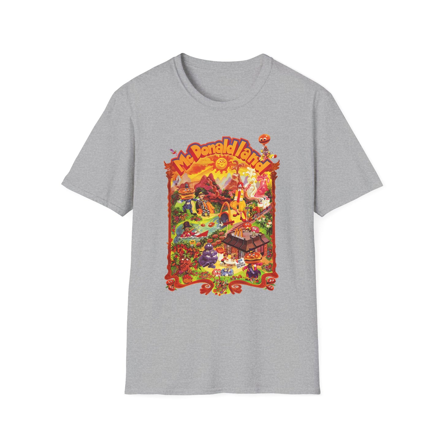 McDonaldland Characters Vintage Cast Map Poster Unisex Softstyle T-Shirt