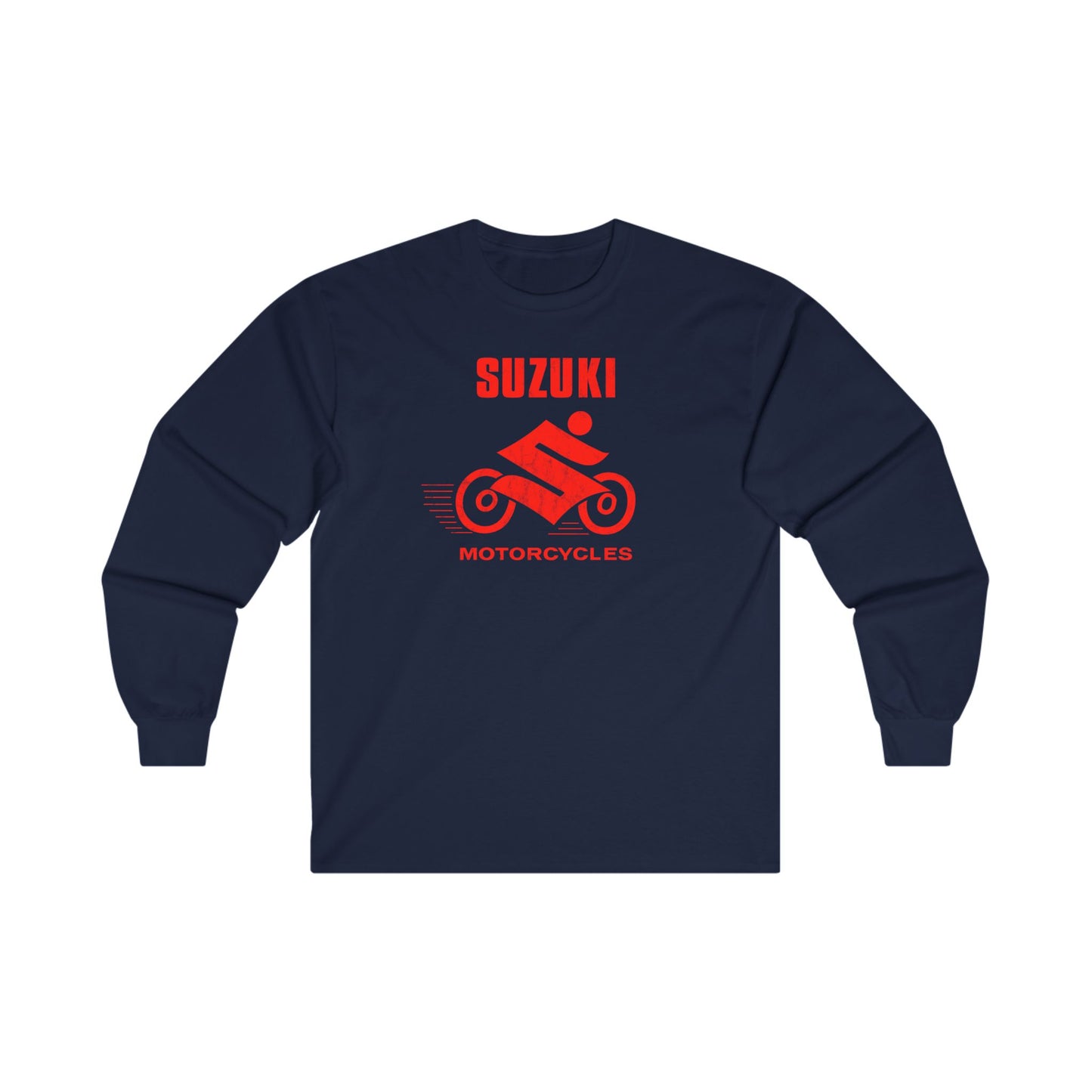 Japanese Motorcycle Racing Man 1960s Vintage Distressed Red Logo Unisex Long Sleeve Tee