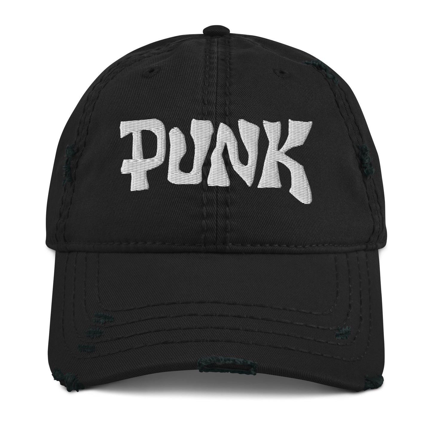 PUNK Logo Embroidered Distressed Vintage Rock Baseball Cap | NYC Streetwear Scene Dad Hat