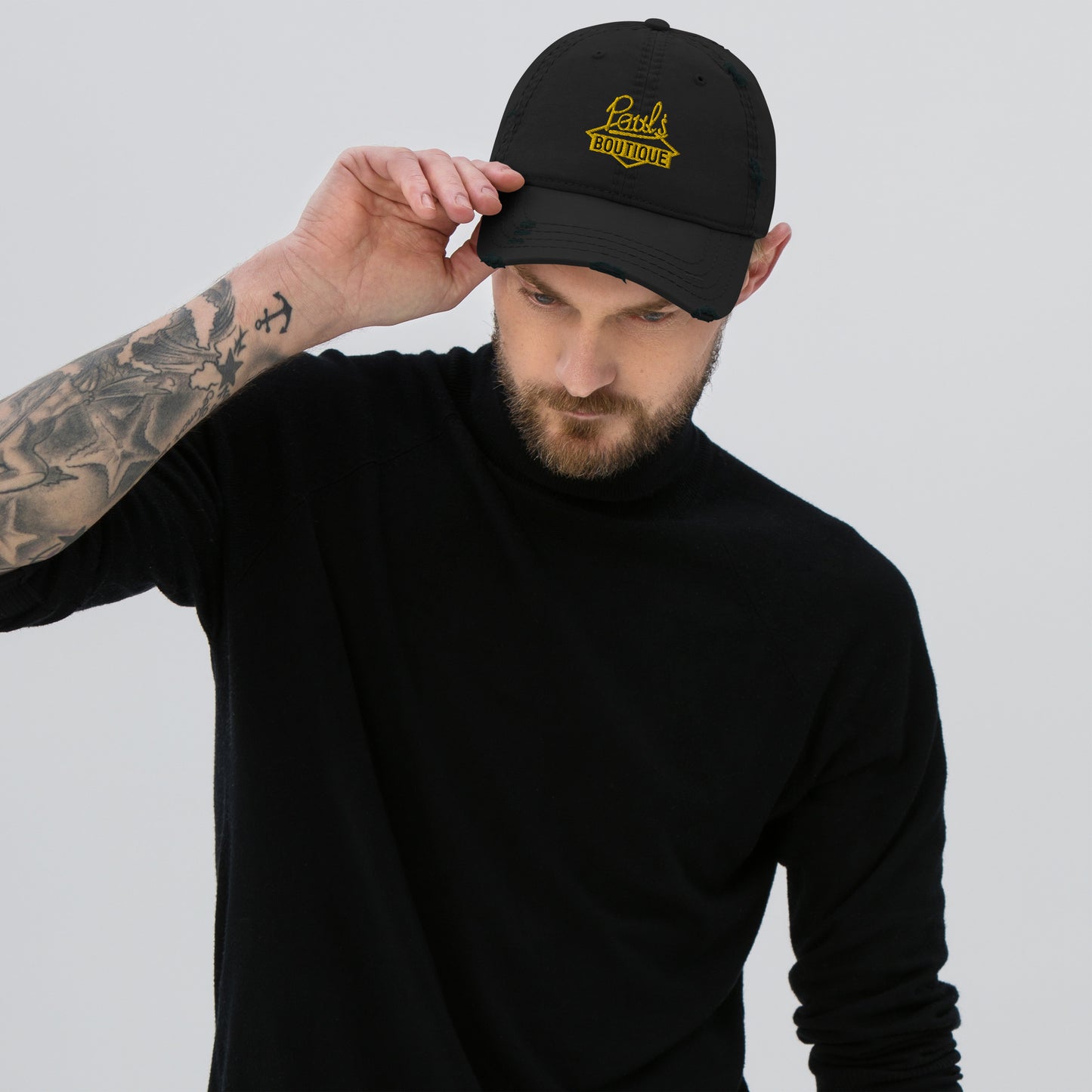 Paul’s Boutique Embroidered Diamond Logo (Gold) Distressed Baseball Cap