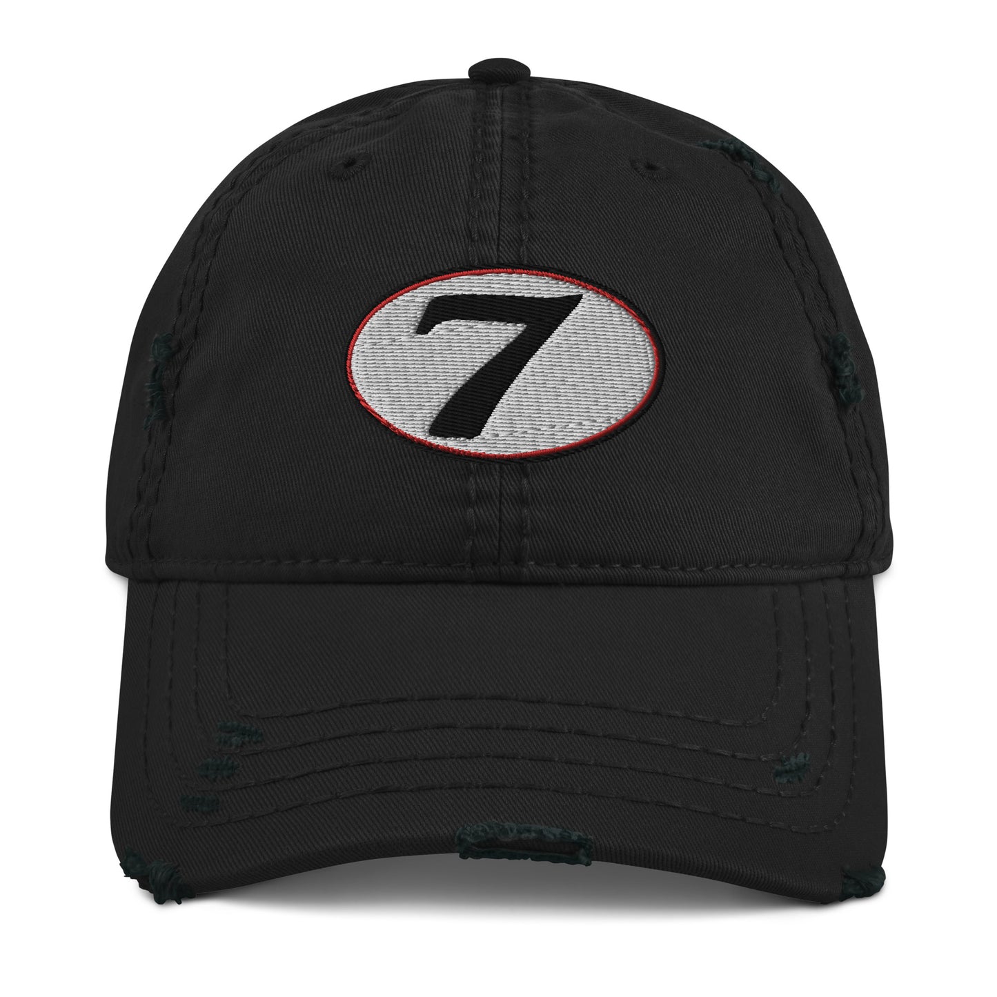 v7 Moto Racer (White) Rear Fairing Number Plate Distressed Baseball Cap