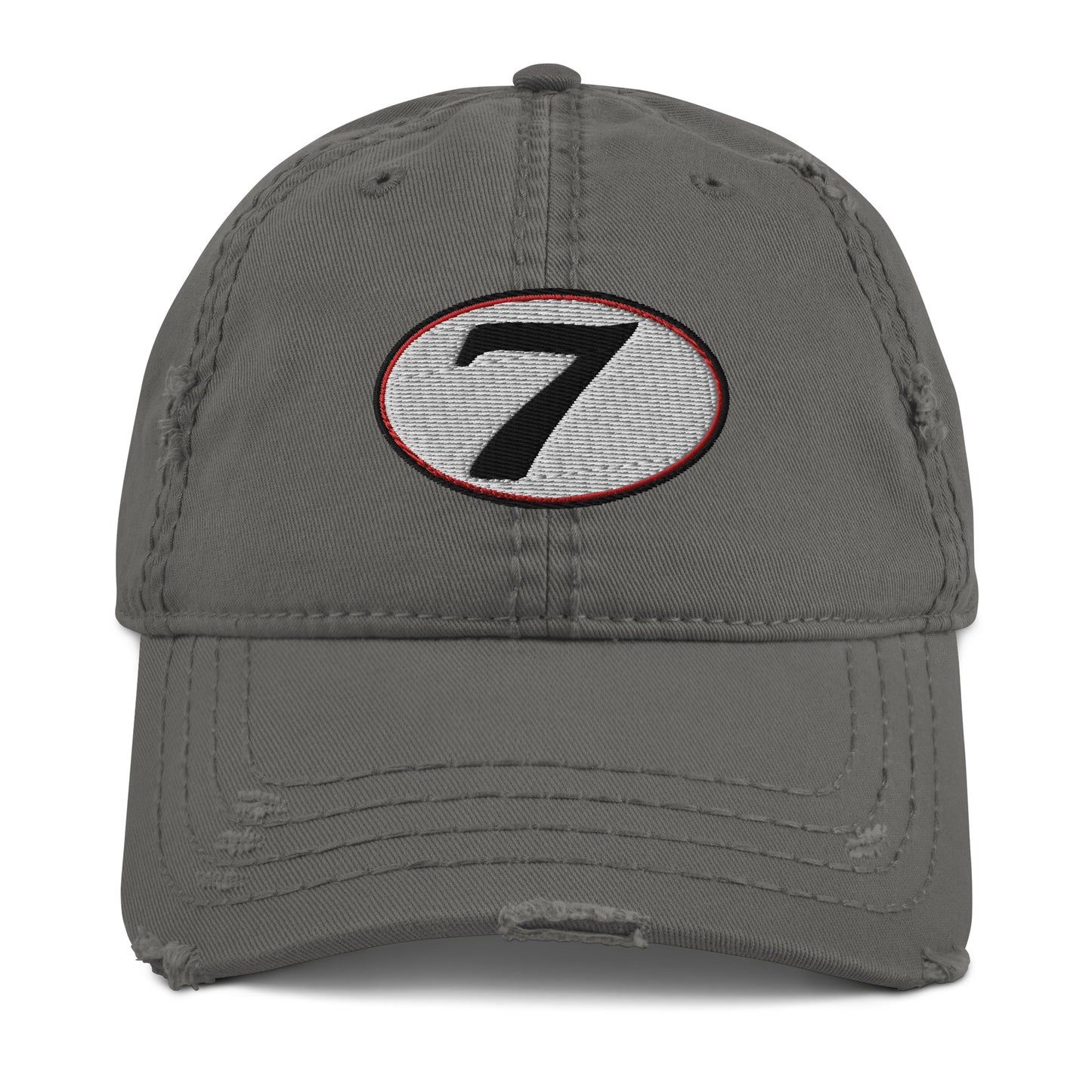 v7 Moto Racer (White) Rear Fairing Number Plate Distressed Baseball Cap