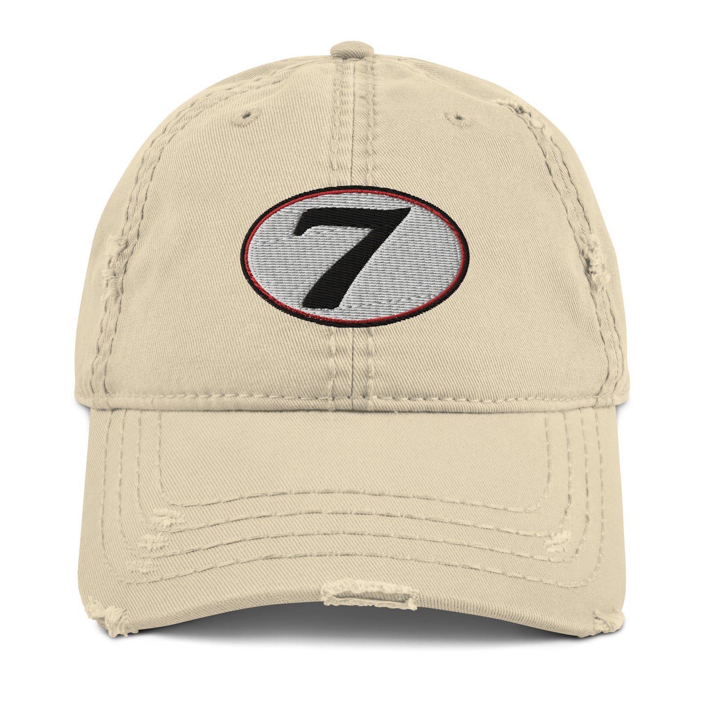 v7 Moto Racer (White) Rear Fairing Number Plate Distressed Baseball Cap