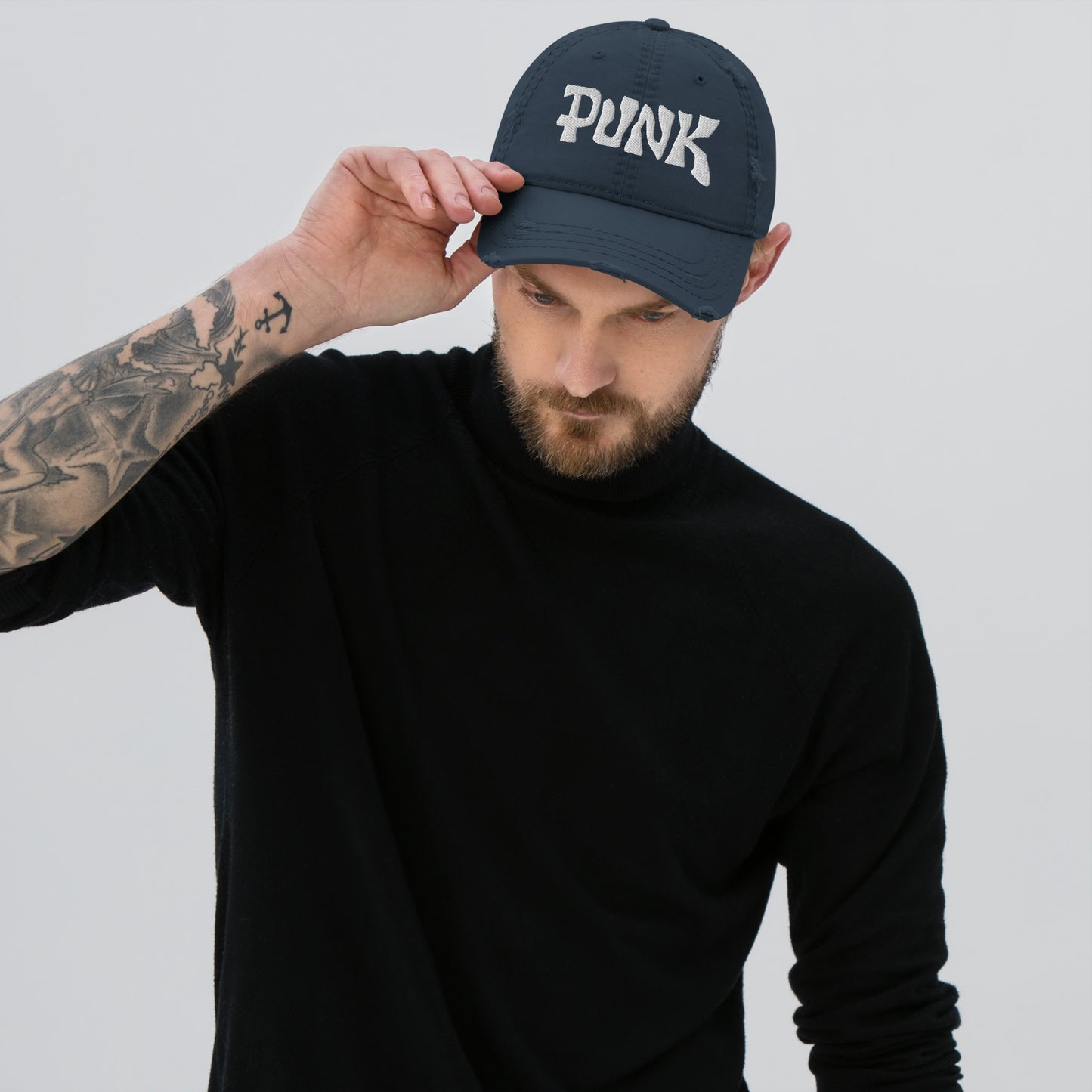 PUNK Logo Embroidered Distressed Vintage Rock Baseball Cap | NYC Streetwear Scene Dad Hat
