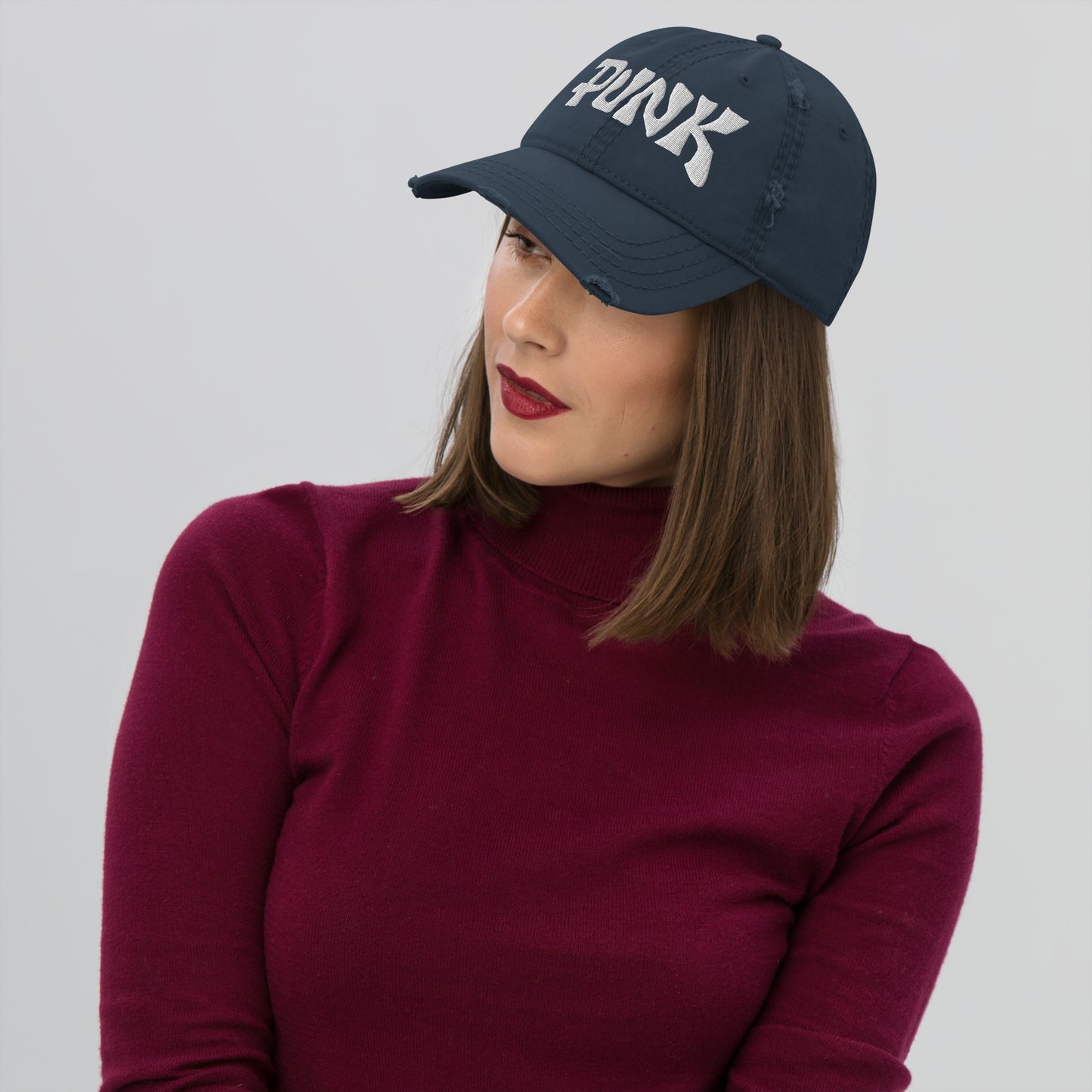 PUNK Logo Embroidered Distressed Vintage Rock Baseball Cap | NYC Streetwear Scene Dad Hat