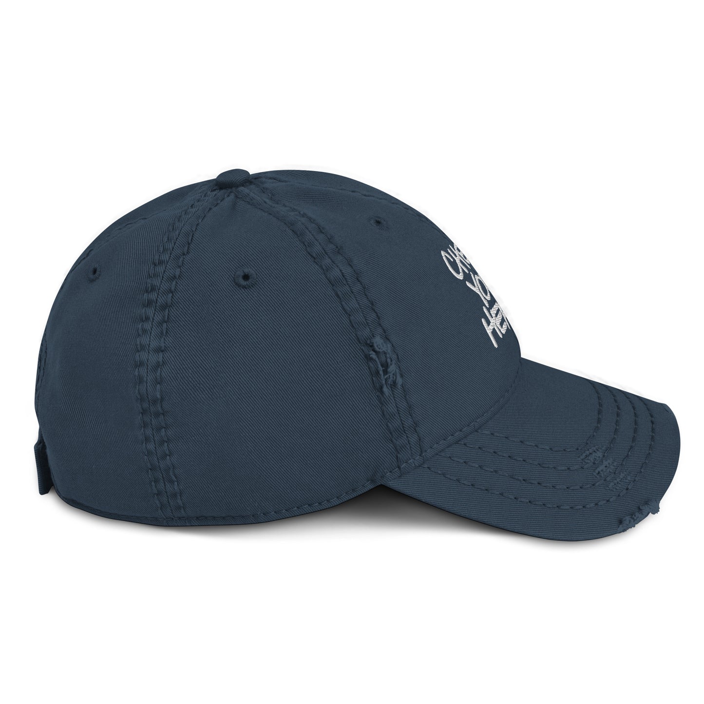 CHECK YOUR HEAD Embroidered Distressed Hat | Classic Hip Hop Streetwear Mental Health Awareness Cap