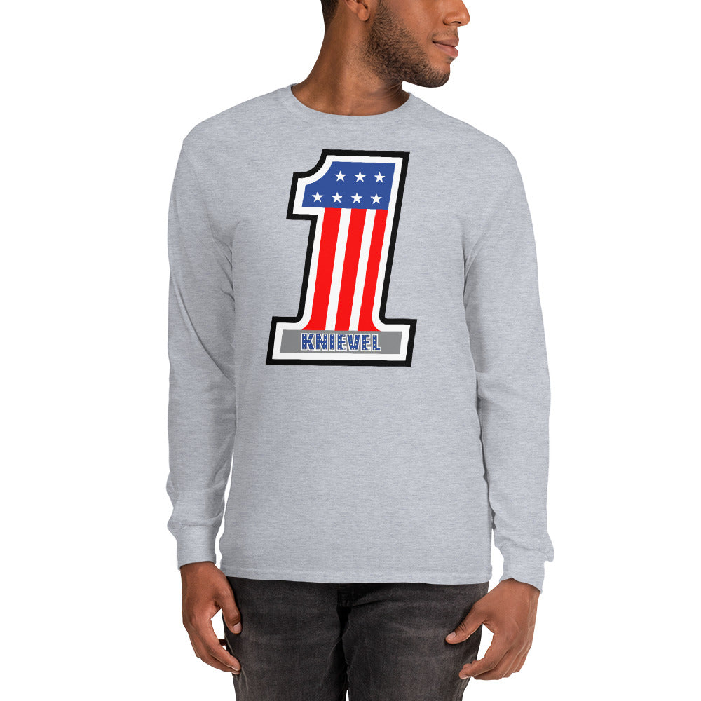 Number One Stars & Stripes Stuntman Motorcycle Racing #1 Long Sleeve Shirt