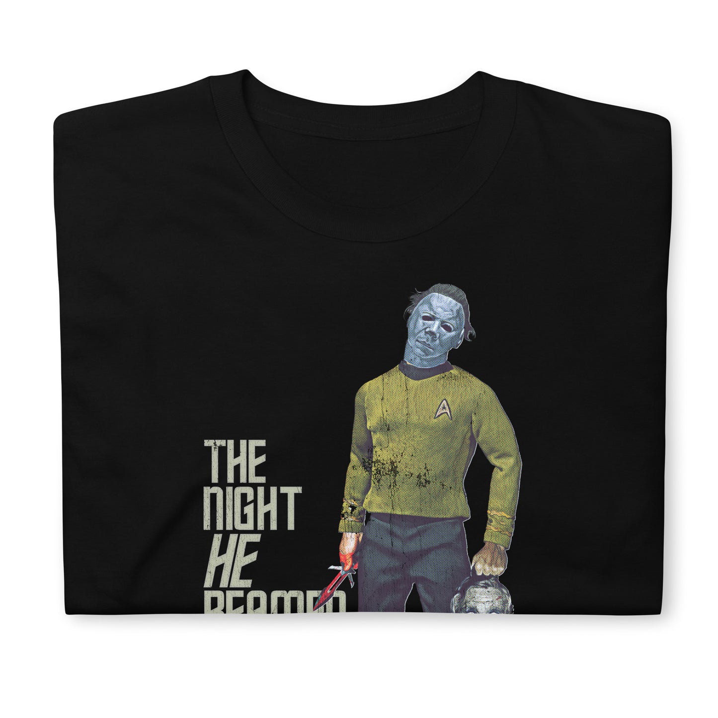 The Night HE Beamed Home: Halloween x Trek Sci-Fi Horror Shatner Mash-Up Unisex T-Shirt