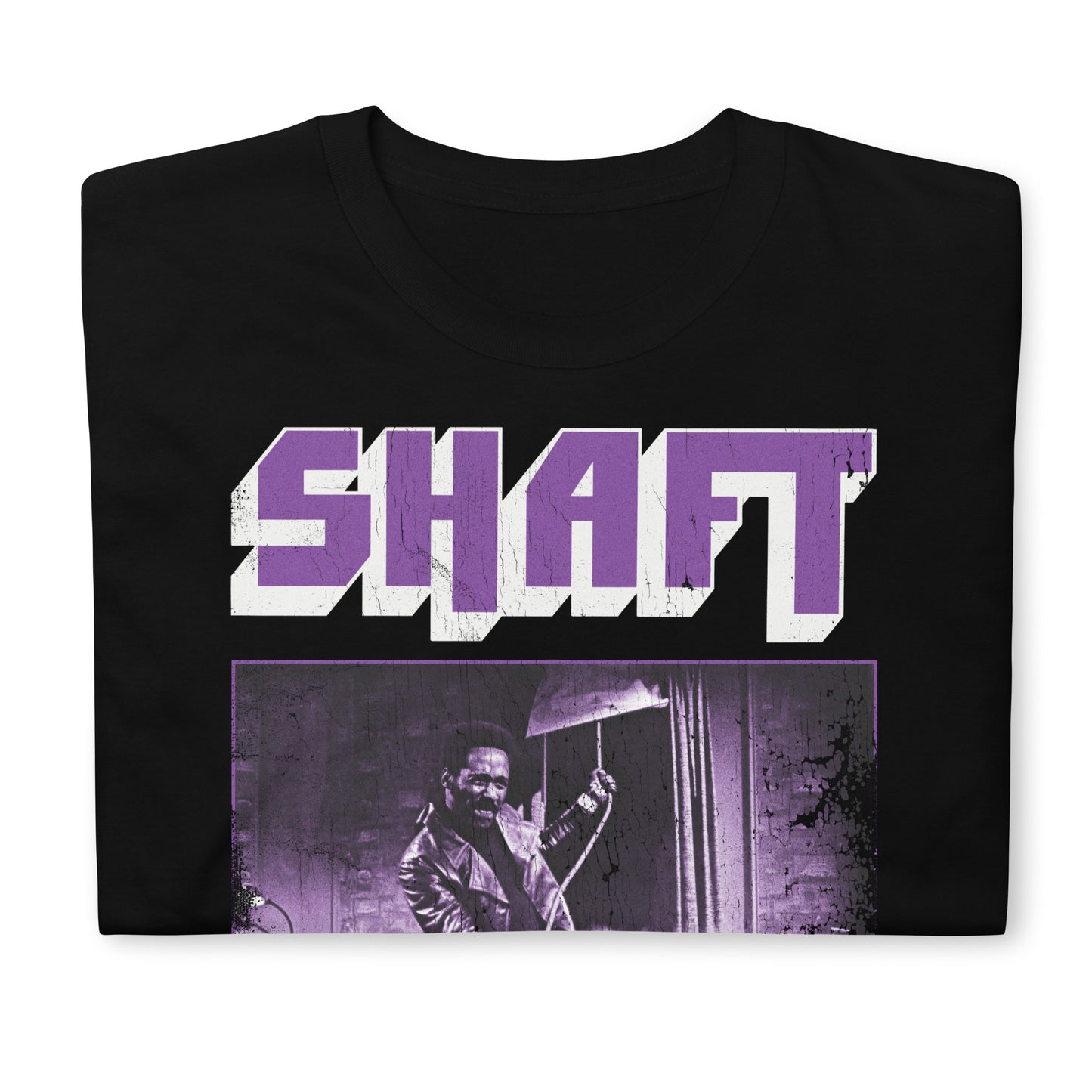 SHAFT Distressed Purple Duotone '70s Blaxploitation Vintage Unisex T-Shirt