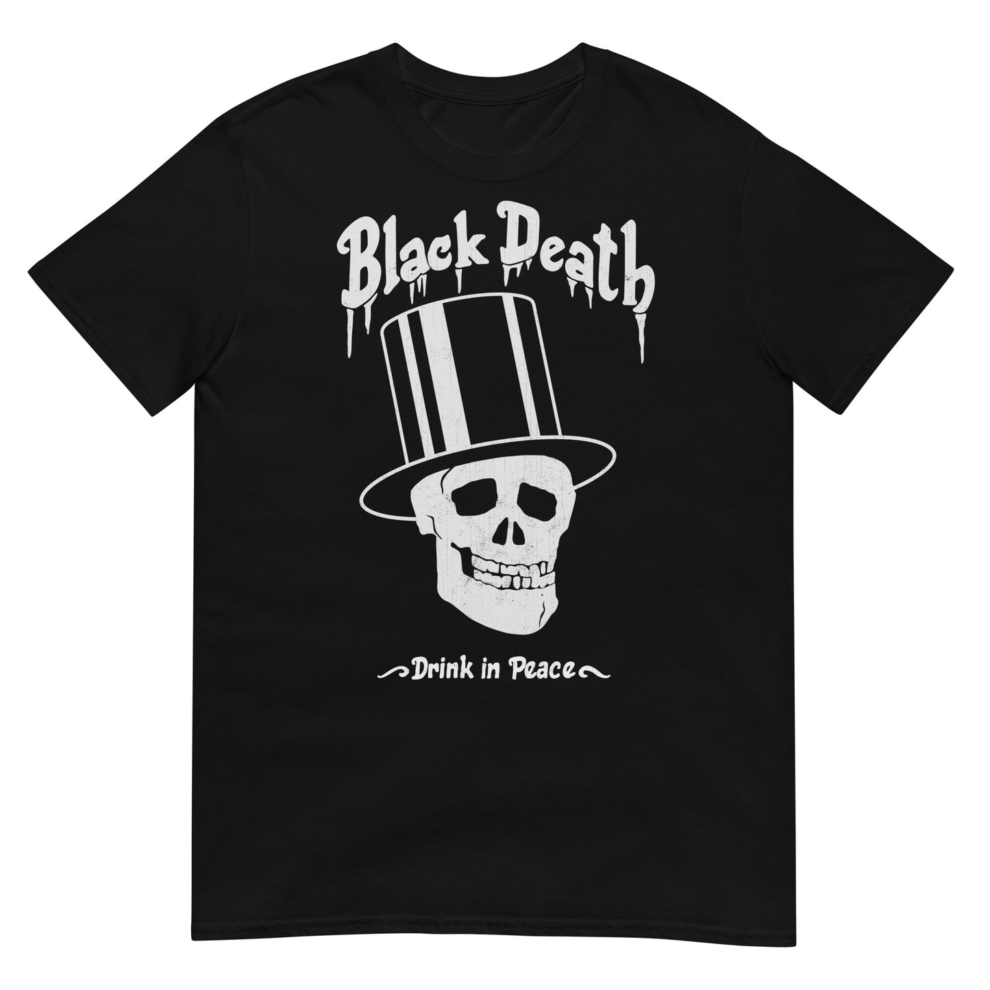 BD Vodka "Drink in Peace" Top Hat Skull | As Worn By Slash | (Front and Back Print) Distressed Softstyle Unisex T-Shirt