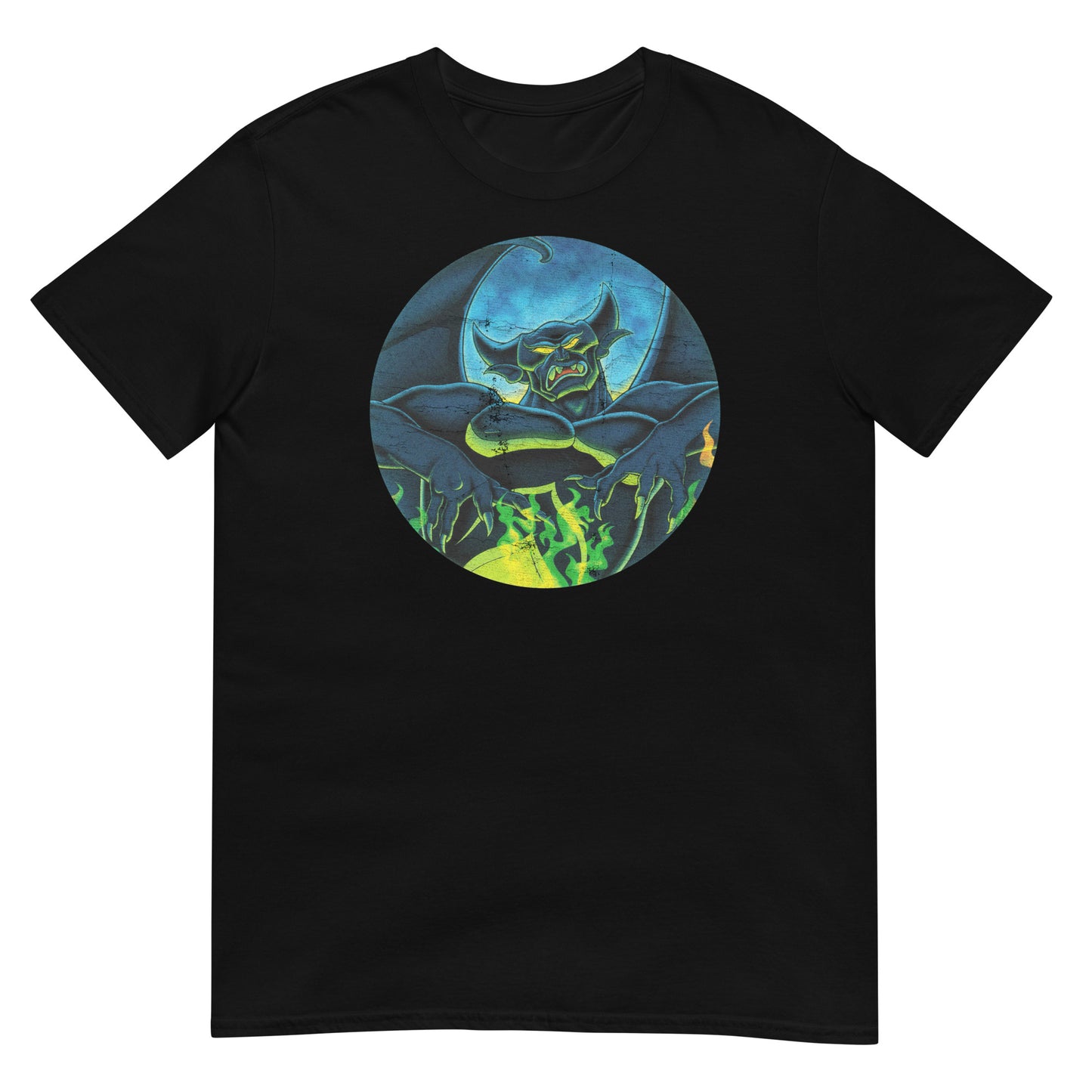 Dark Mountain Demon Night Vintage 80s Metal-Inspired Animation Distressed Softstyle Tee