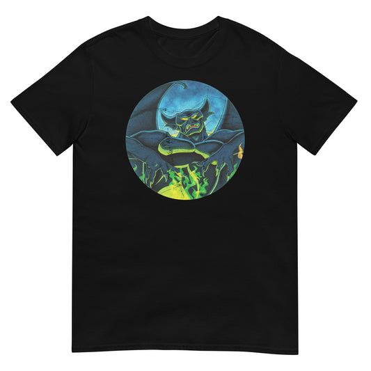 Dark Mountain Demon Night Vintage 80s Metal-Inspired Animation Distressed Softstyle Tee