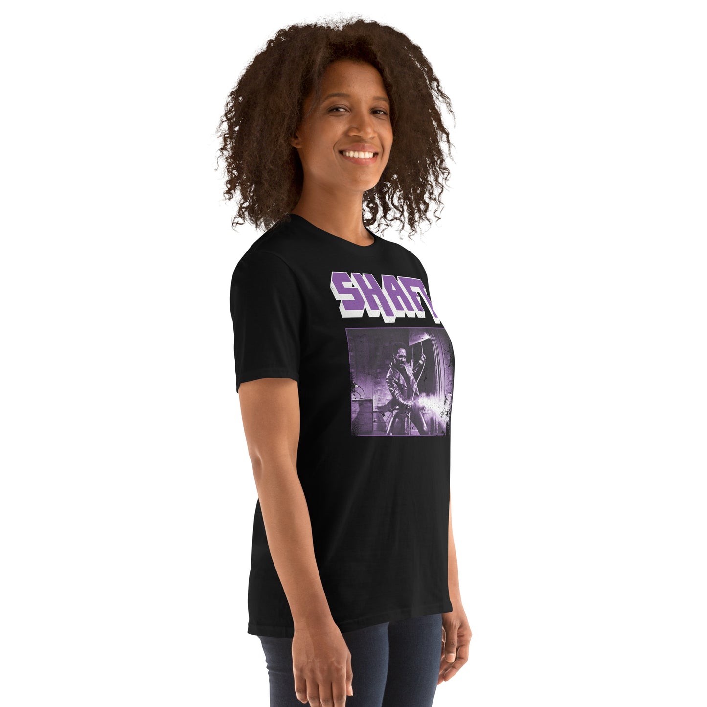 SHAFT Distressed Purple Duotone '70s Blaxploitation Vintage Unisex T-Shirt