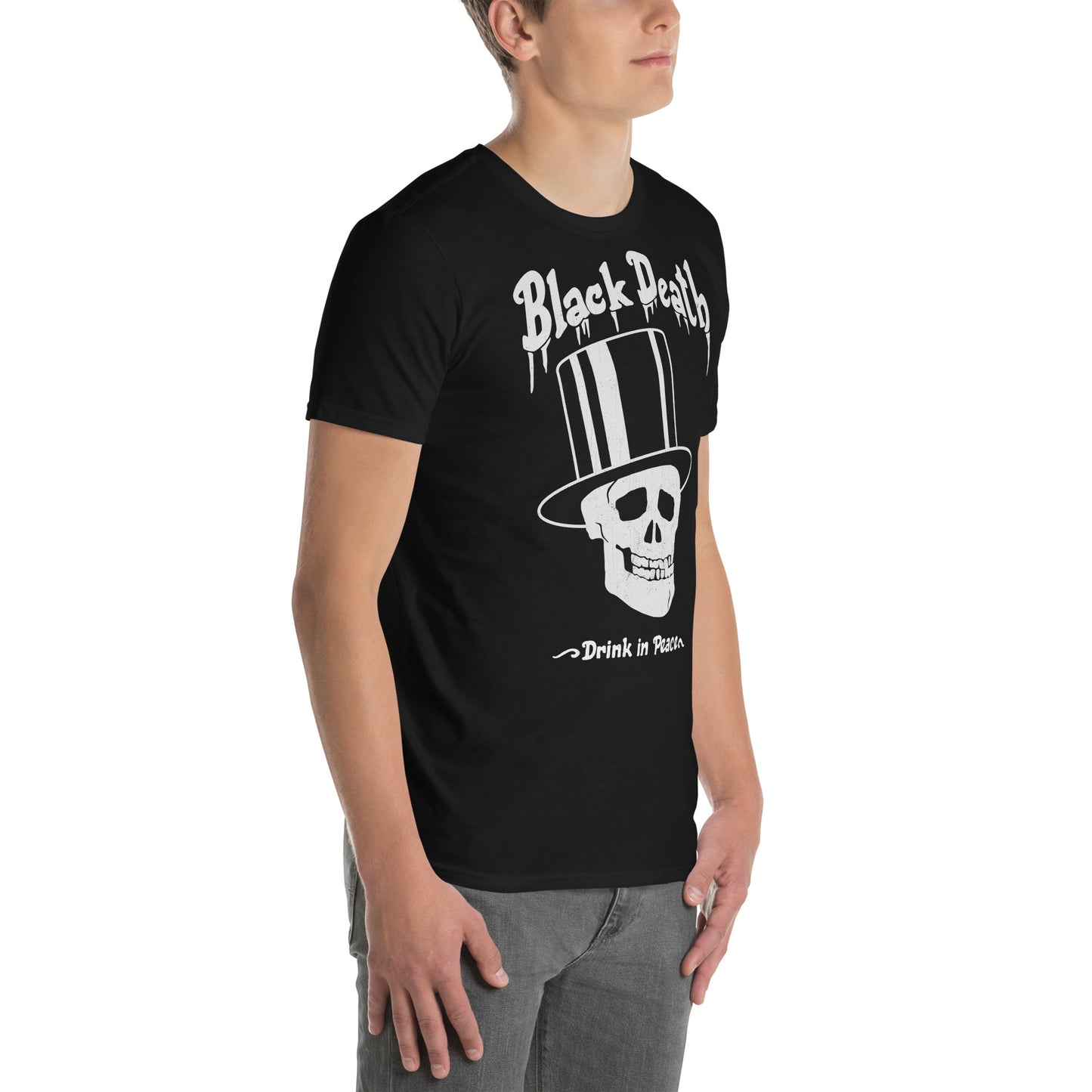BD Vodka "Drink in Peace" Top Hat Skull | As Worn By Slash | (Front and Back Print) Distressed Softstyle Unisex T-Shirt