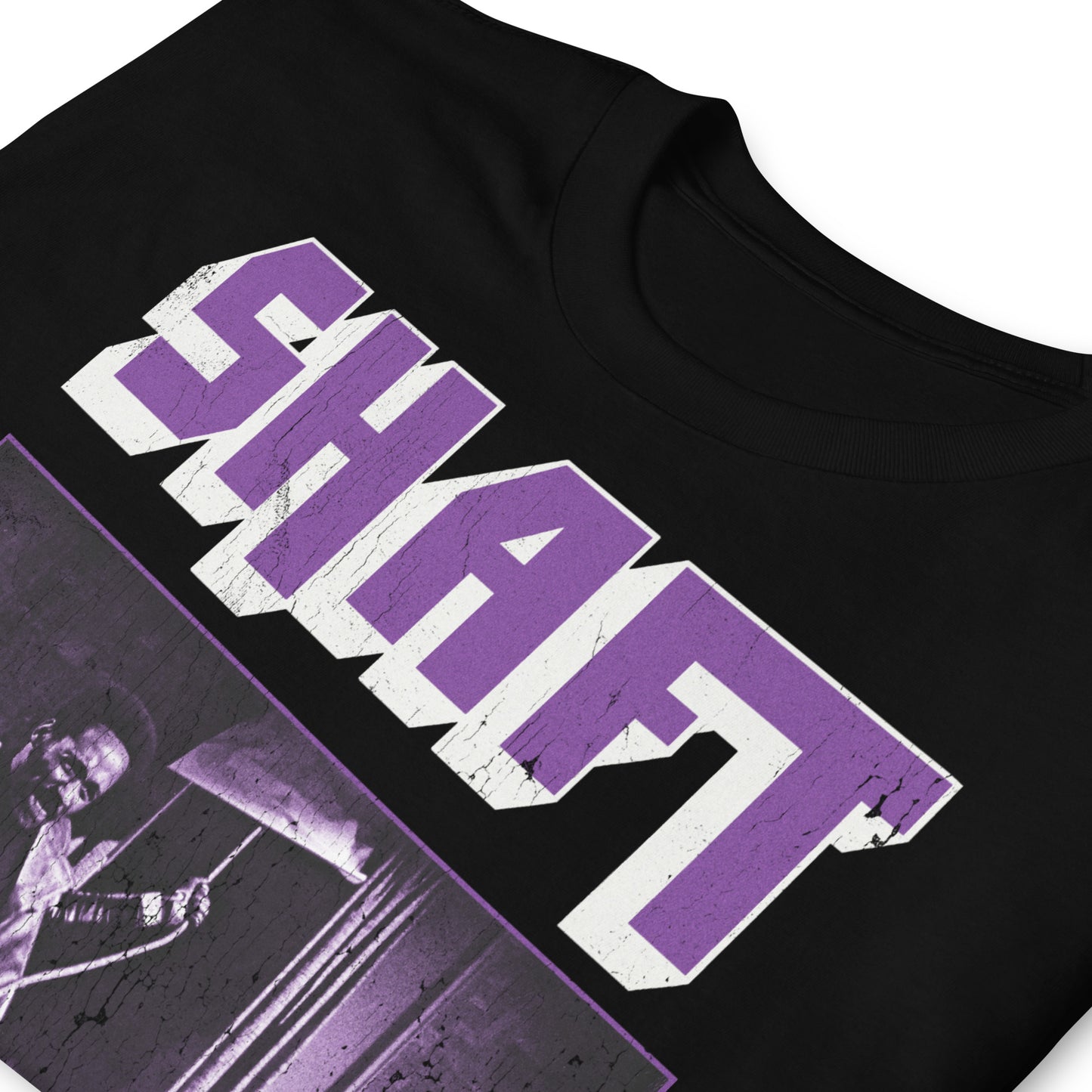 SHAFT Distressed Purple Duotone '70s Blaxploitation Vintage Unisex T-Shirt