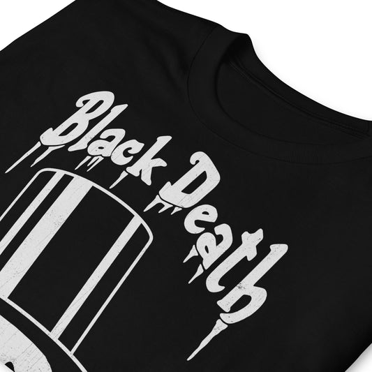 Black Death Vodka "Drink in Peace" Top Hat Skull | As Worn By Slash | (Front and Back Print) Distressed Softstyle Unisex T-Shirt
