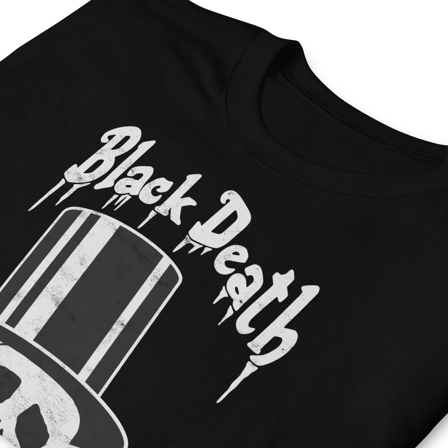BD Beer Dual Guitars Top Hat Skull | Drink in Peace Distressed Softstyle Unisex T-Shirt