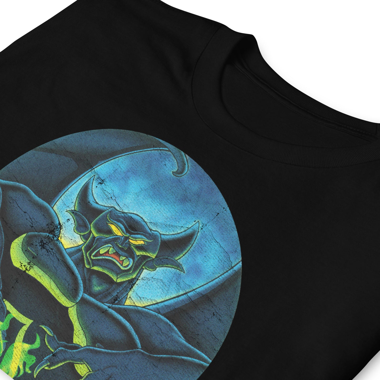 Dark Mountain Demon Night Vintage 80s Metal-Inspired Animation Distressed Softstyle Tee