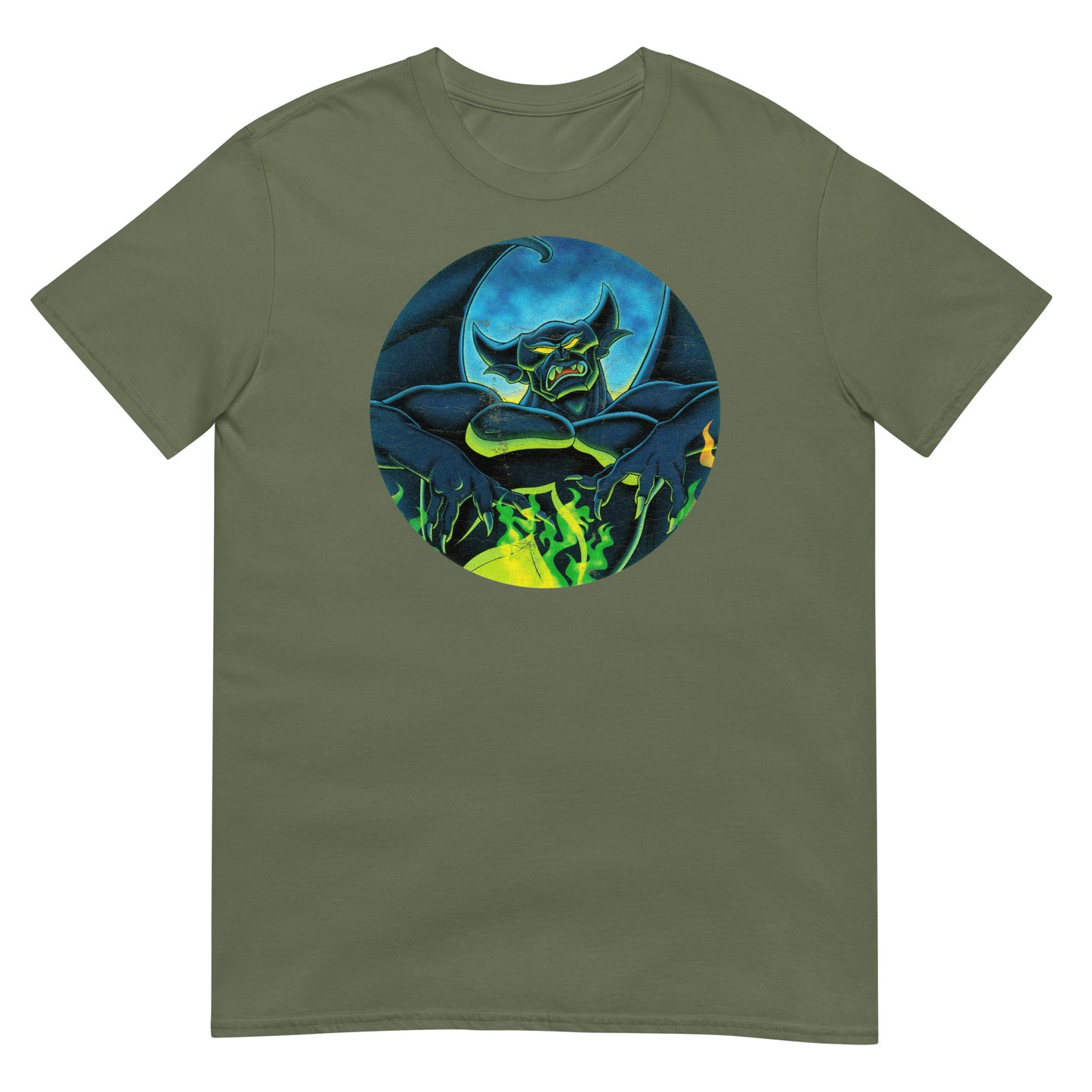 Dark Mountain Demon Night Vintage 80s Metal-Inspired Animation Distressed Softstyle Tee
