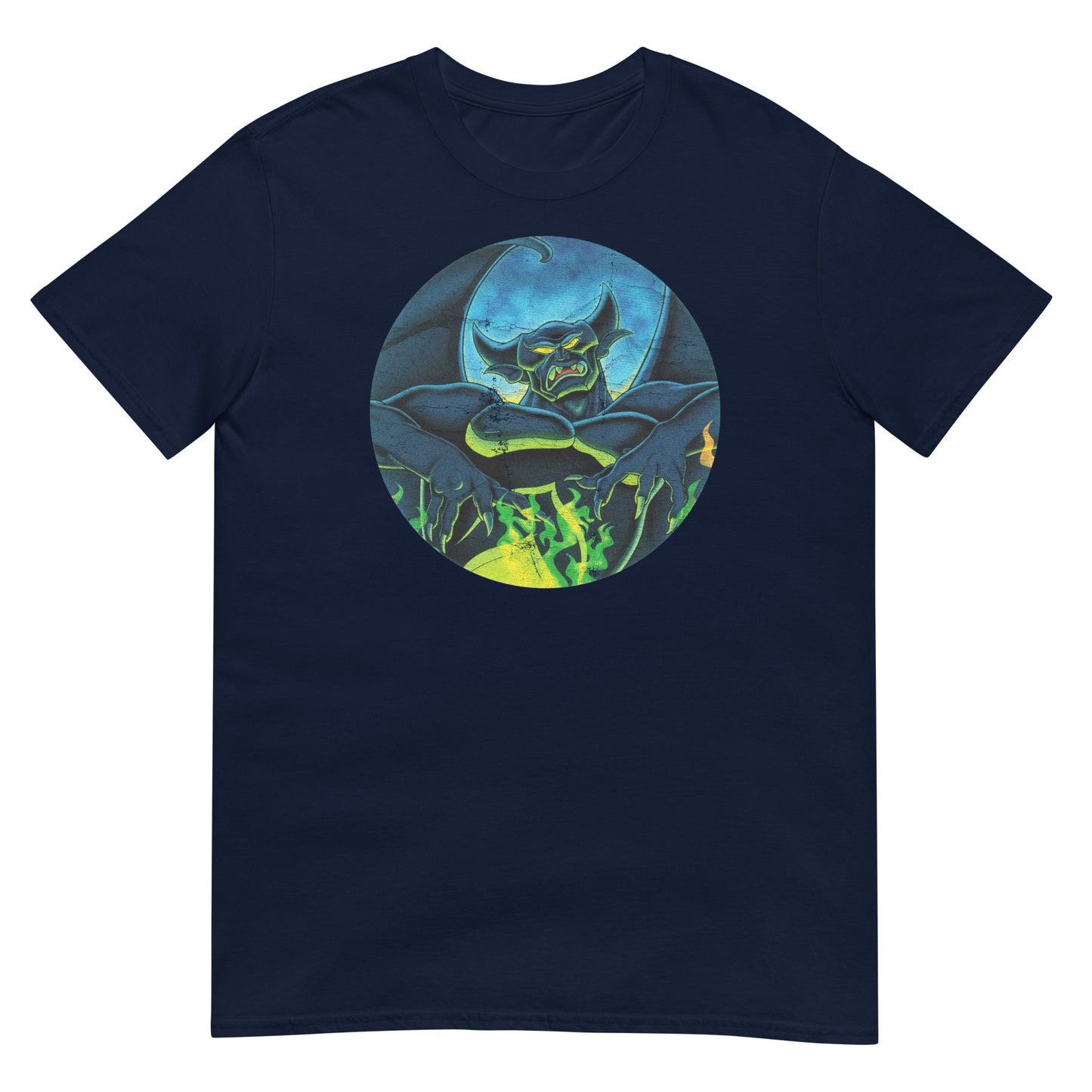Dark Mountain Demon Night Vintage 80s Metal-Inspired Animation Distressed Softstyle Tee