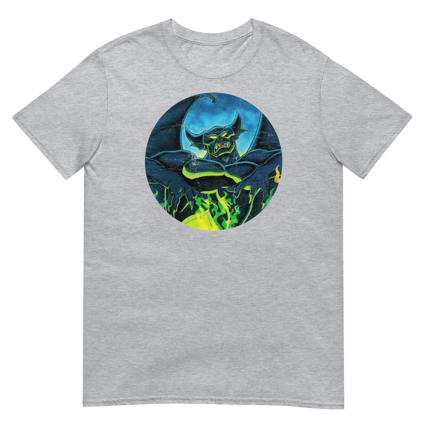 Dark Mountain Demon Night Vintage 80s Metal-Inspired Animation Distressed Softstyle Tee