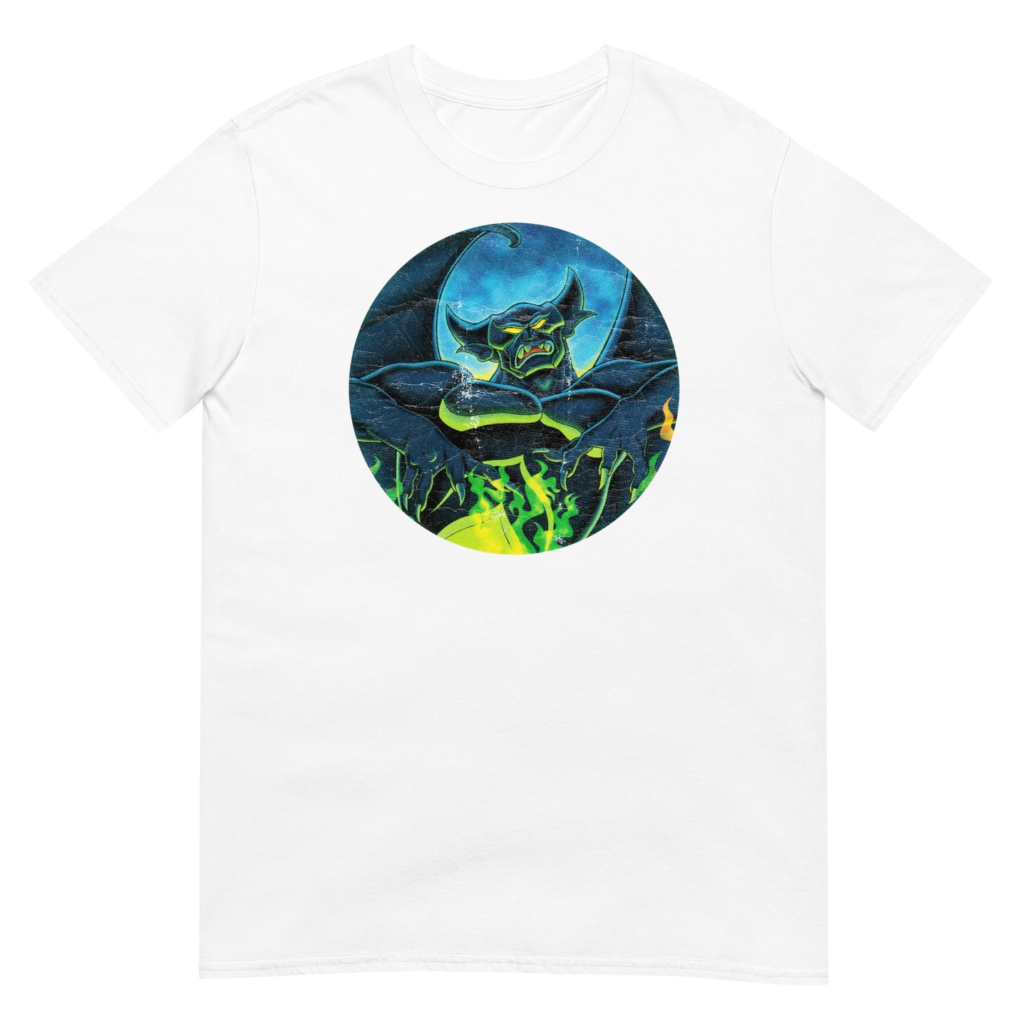 Dark Mountain Demon Night Vintage 80s Metal-Inspired Animation Distressed Softstyle Tee