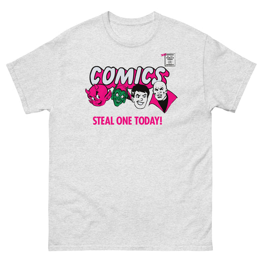 Comics Steal One Today! (Villain Characters) Spinner Rack Topper Parody Classic T-Shirt NOT Approved By The Comics Code