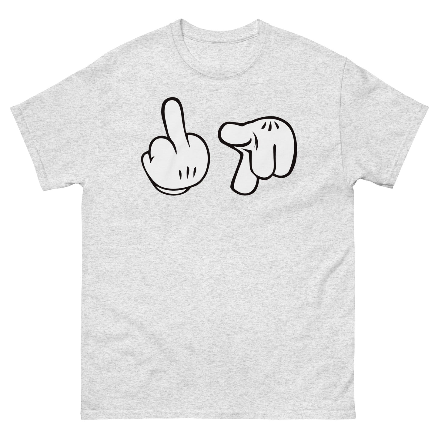 Cartoon Glove Hands Middle Finger Fuck You Novelty Graphic Unisex Classic Tee