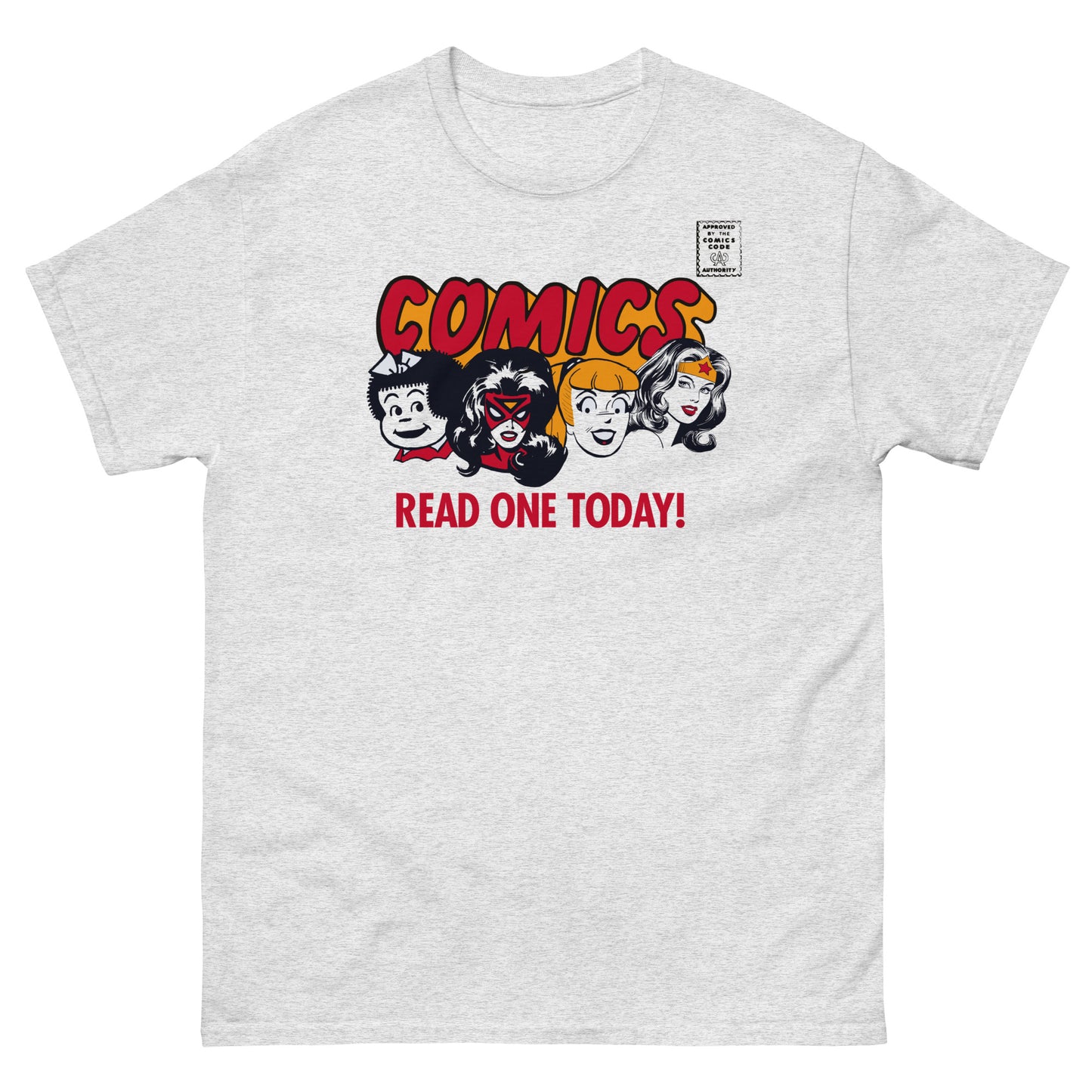 Comics Read One Today! (Female Characters) Vintage Spinner Rack Topper Unisex Classic T-Shirt