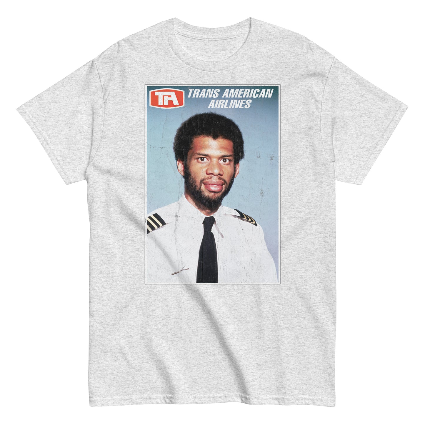 Flight Engineer Roger Murdock Trans American Airlines Distressed Airplane Photo Tee