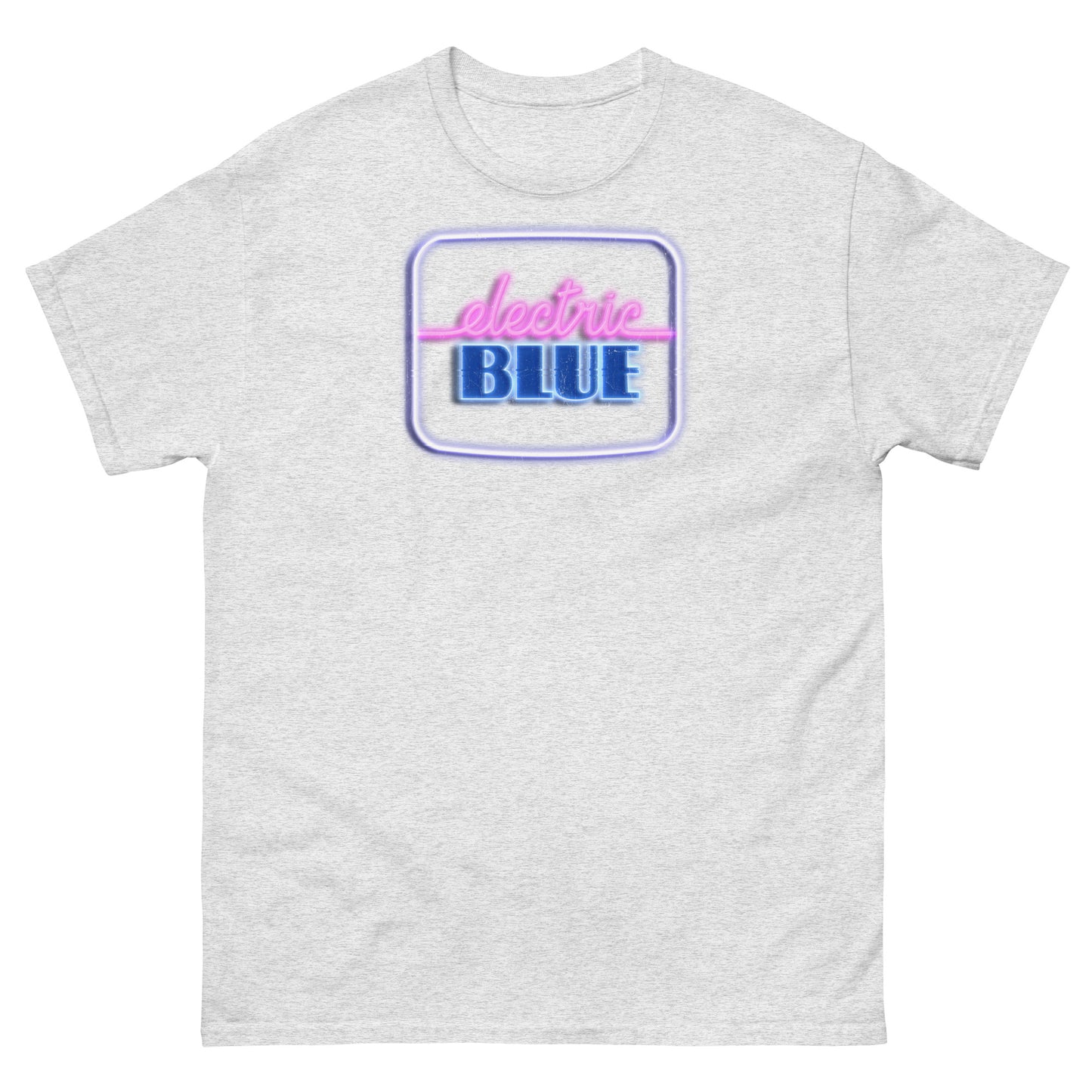 Electric Blue 1980s Vintage Neon Logo Distressed Unisex Classic Tee