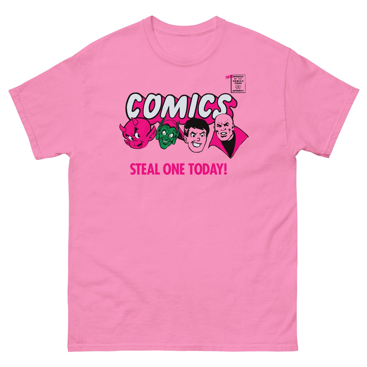 Comics Steal One Today! (Villain Characters) Spinner Rack Topper Parody Classic T-Shirt NOT Approved By The Comics Code