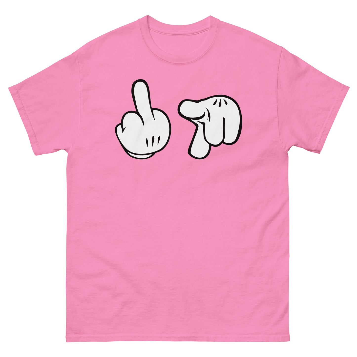 Cartoon Glove Hands Middle Finger Fuck You Novelty Graphic Unisex Classic Tee