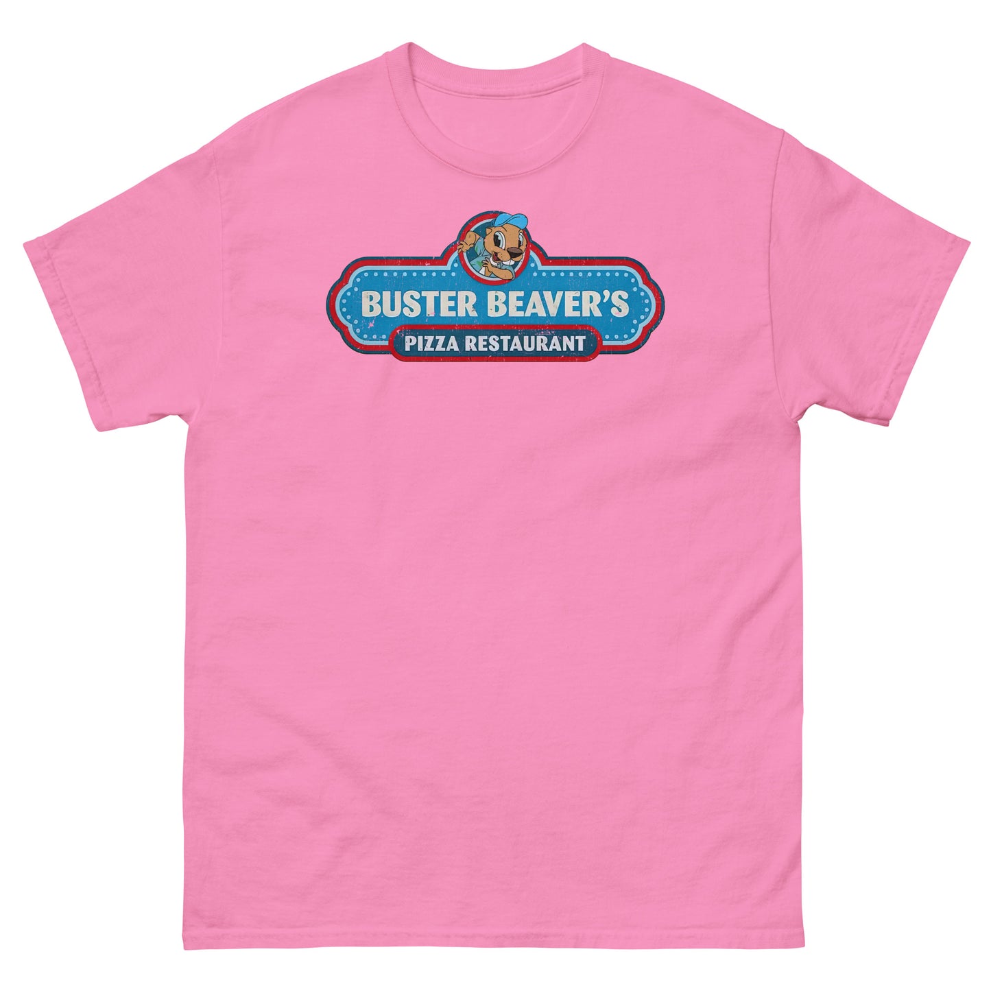 Buster Beaver’s Pizza Restaurant Parody Logo Distressed Unisex Classic Tee