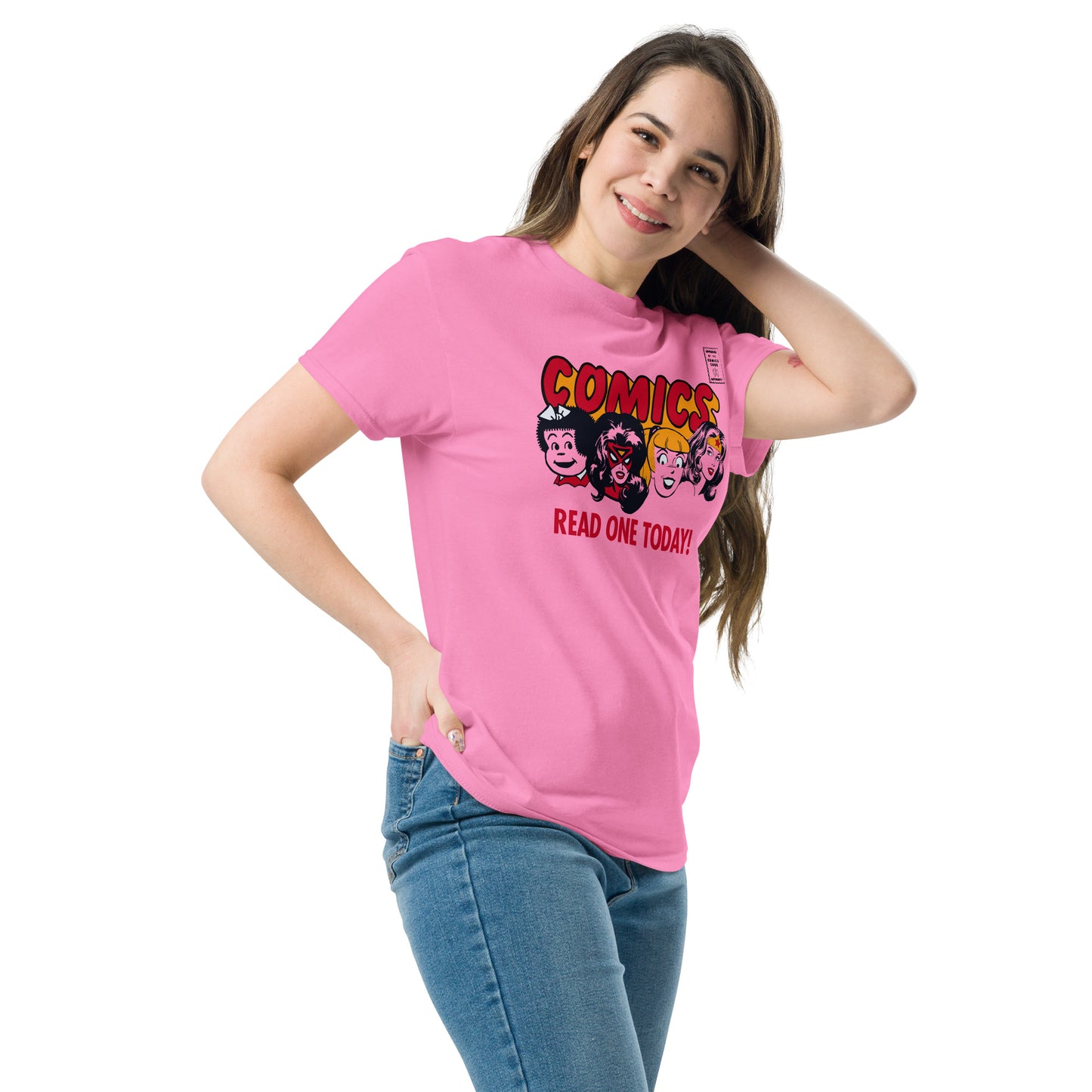 Comics Read One Today! (Female Characters) Vintage Spinner Rack Topper Unisex Classic T-Shirt