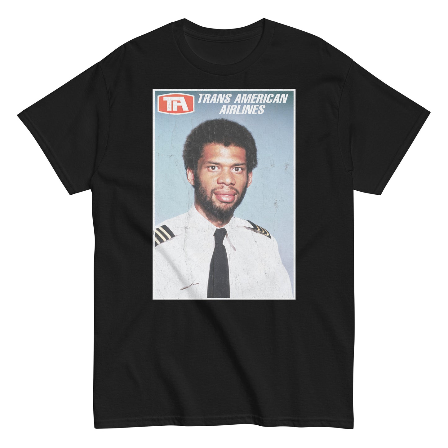 Flight Engineer Roger Murdock Trans American Airlines Distressed Airplane Photo Tee