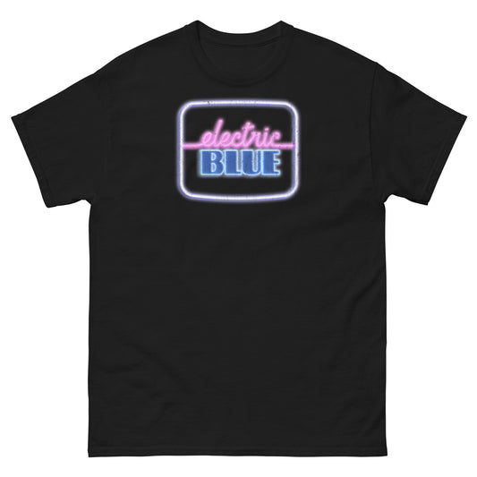 Electric Blue 1980s Vintage Neon Logo Distressed Unisex Classic Tee