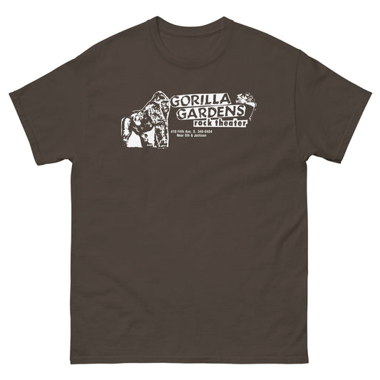 GORILLA GARDENS Seattle Grunge Venue T-Shirt | 90s Punk Rock Club History Jungle Theme Unisex Classic Tee