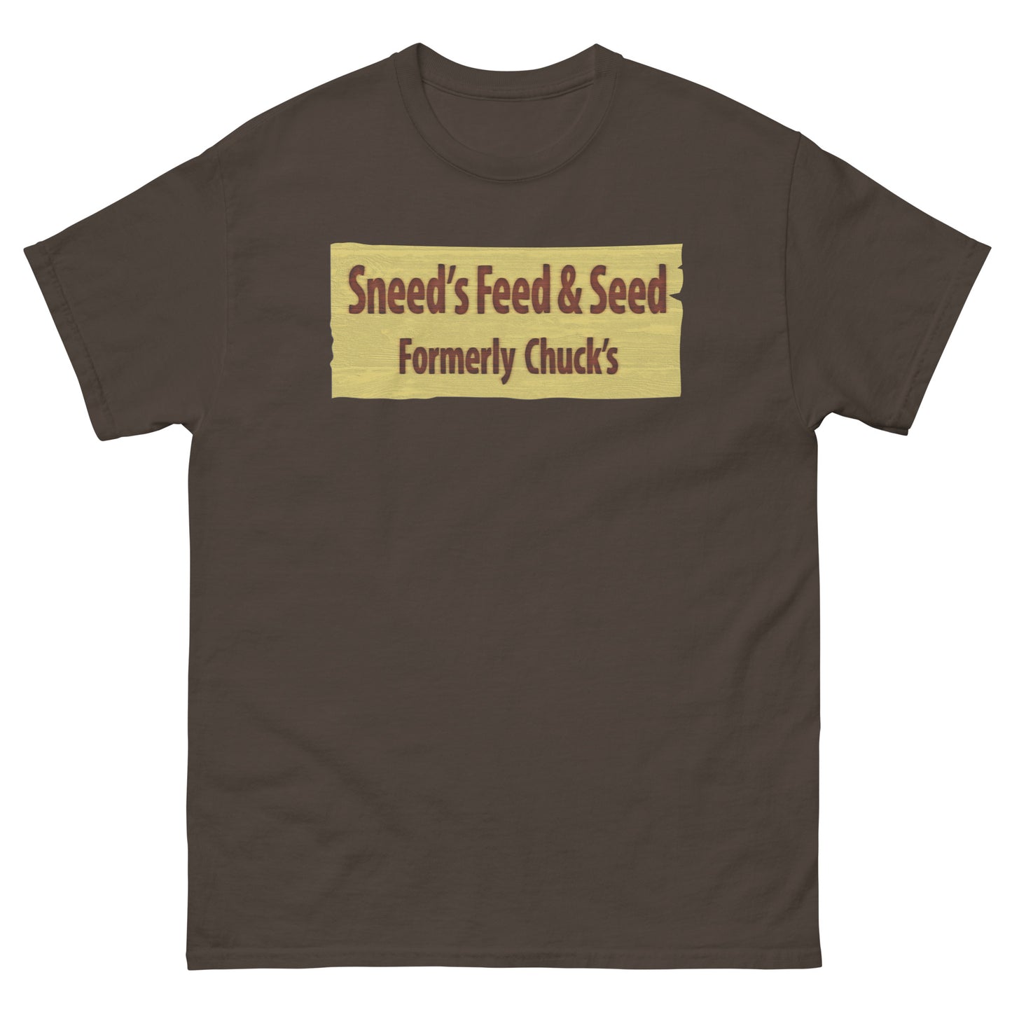 Sneed's Feed & Seed (Formerly Chuck's) Wooden Sign Meme Unisex Classic Tee