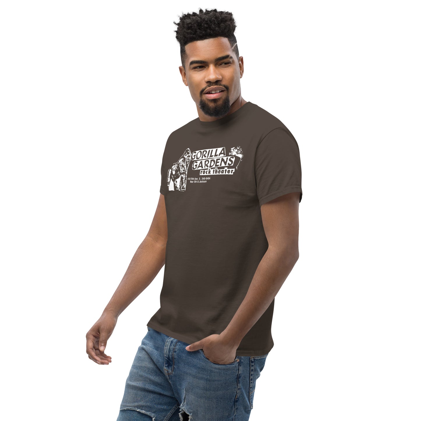GORILLA GARDENS Seattle Grunge Venue T-Shirt | 90s Punk Rock Club History Jungle Theme Unisex Classic Tee