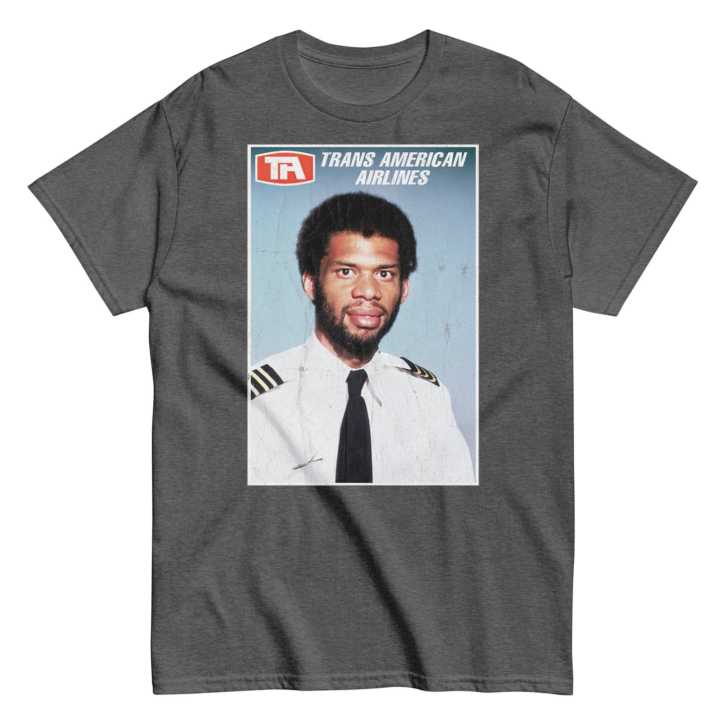 Flight Engineer Roger Murdock Trans American Airlines Distressed Airplane Photo Tee