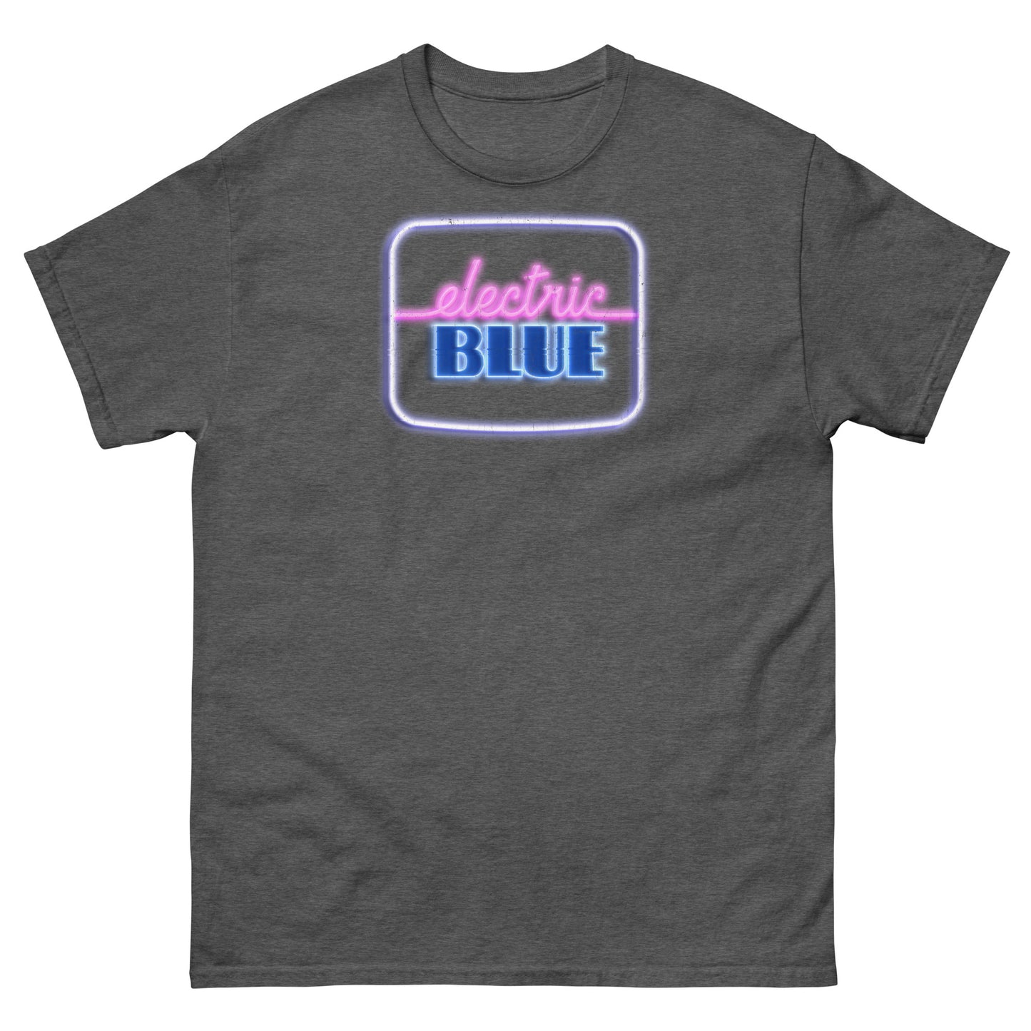 Electric Blue 1980s Vintage Neon Logo Distressed Unisex Classic Tee